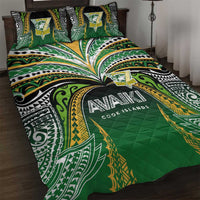 Cook Islands Rugby League Quilt Bed Set Avaiki Tatau Tribal Motifs Black Color - Polynesian Pride