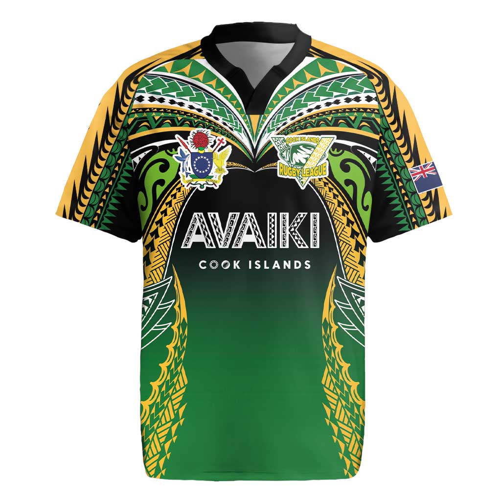 Custom Cook Islands Rugby League Rugby Jersey Avaiki Tatau Tribal Motifs Black Color - Polynesian Pride