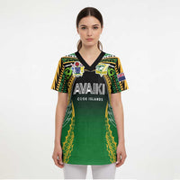 Custom Cook Islands Rugby League Scrub Top Avaiki Tatau Tribal Motifs Black Color - Polynesian Pride