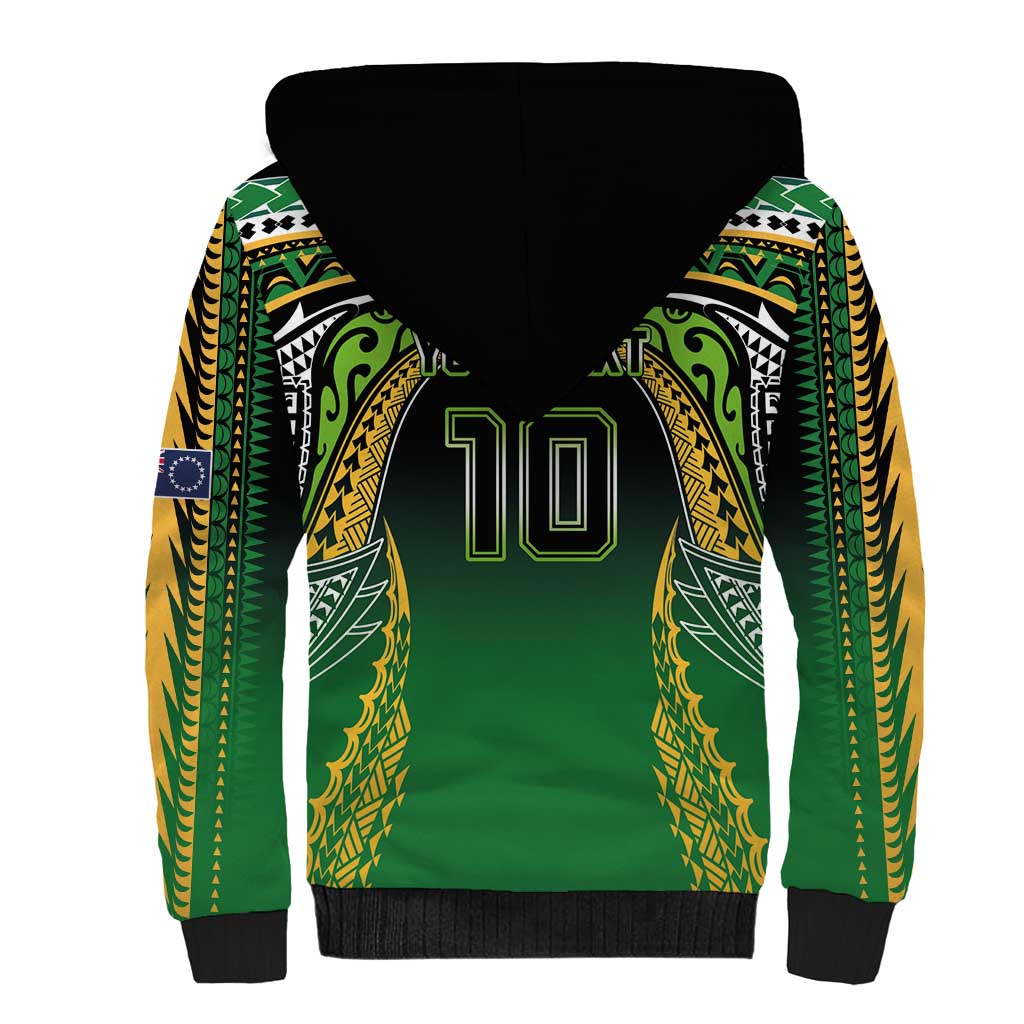 Custom Cook Islands Rugby League Sherpa Hoodie Avaiki Tatau Tribal Motifs Black Color - Polynesian Pride