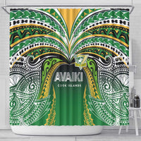 Cook Islands Rugby League Shower Curtain Avaiki Tatau Tribal Motifs Black Color - Polynesian Pride