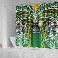 Cook Islands Rugby League Shower Curtain Avaiki Tatau Tribal Motifs Black Color - Polynesian Pride