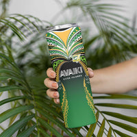 Custom Cook Islands Rugby League Skinny Tumbler Avaiki Tatau Tribal Motifs Black Color - Polynesian Pride