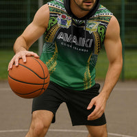 Custom Cook Islands Rugby League Sleeveless Hoodie Avaiki Tatau Tribal Motifs Black Color - Polynesian Pride