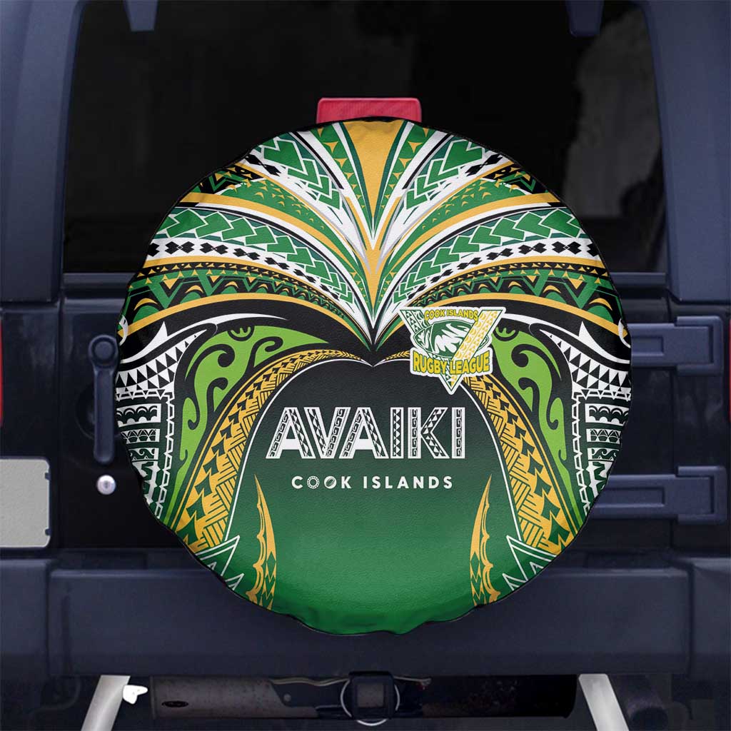Cook Islands Rugby League Spare Tire Cover Avaiki Tatau Tribal Motifs Black Color - Polynesian Pride