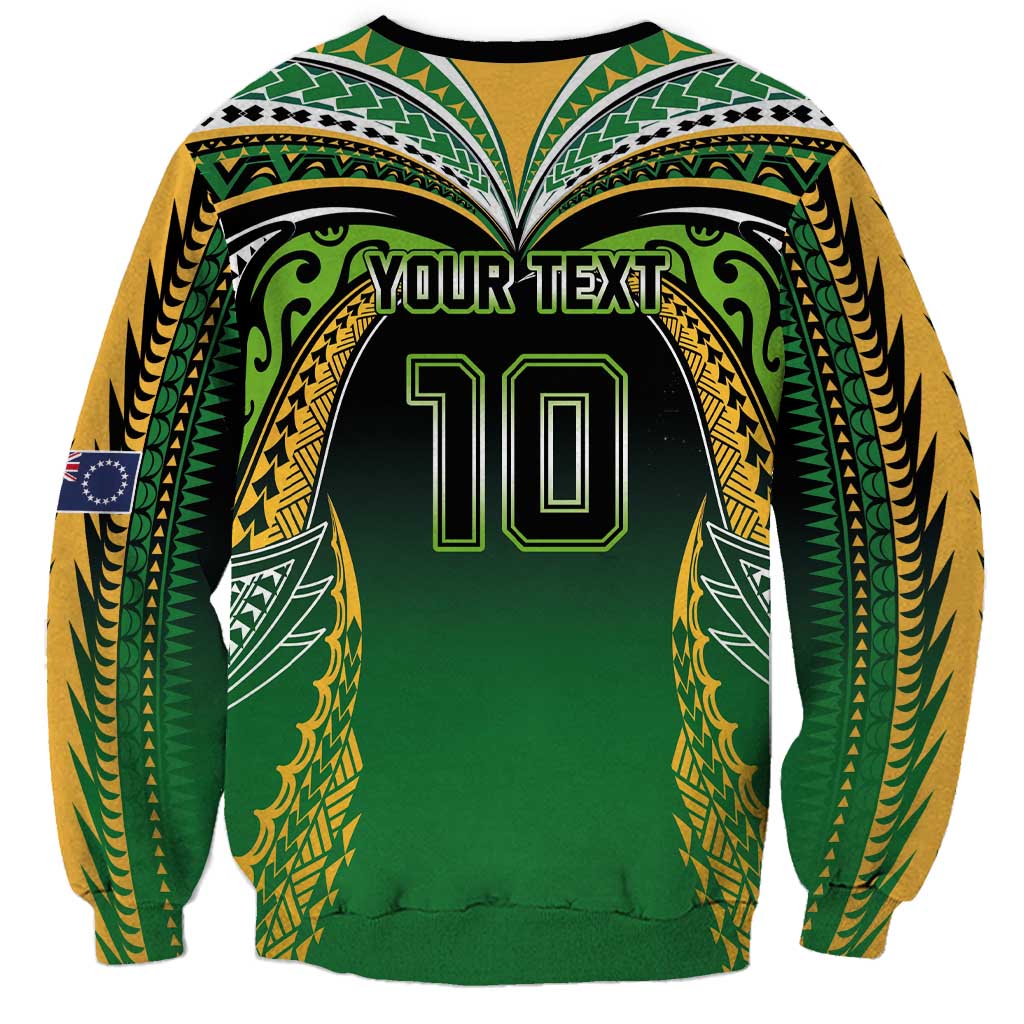 Custom Cook Islands Rugby League Sweatshirt Avaiki Tatau Tribal Motifs Black Color - Polynesian Pride