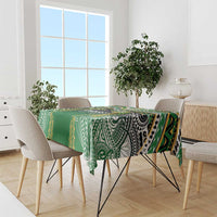 Cook Islands Rugby League Tablecloth Avaiki Tatau Tribal Motifs Black Color - Polynesian Pride