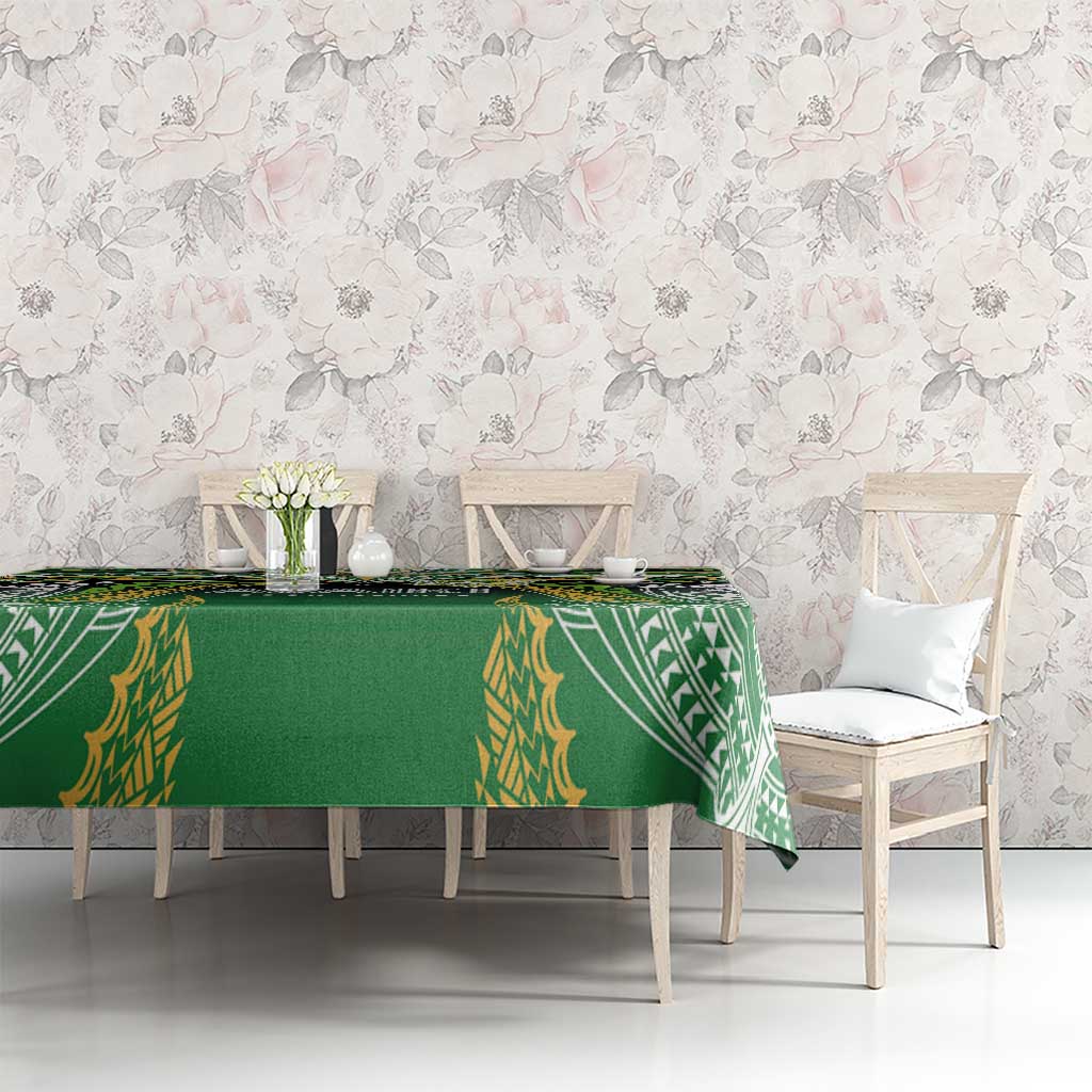 Cook Islands Rugby League Tablecloth Avaiki Tatau Tribal Motifs Black Color - Polynesian Pride