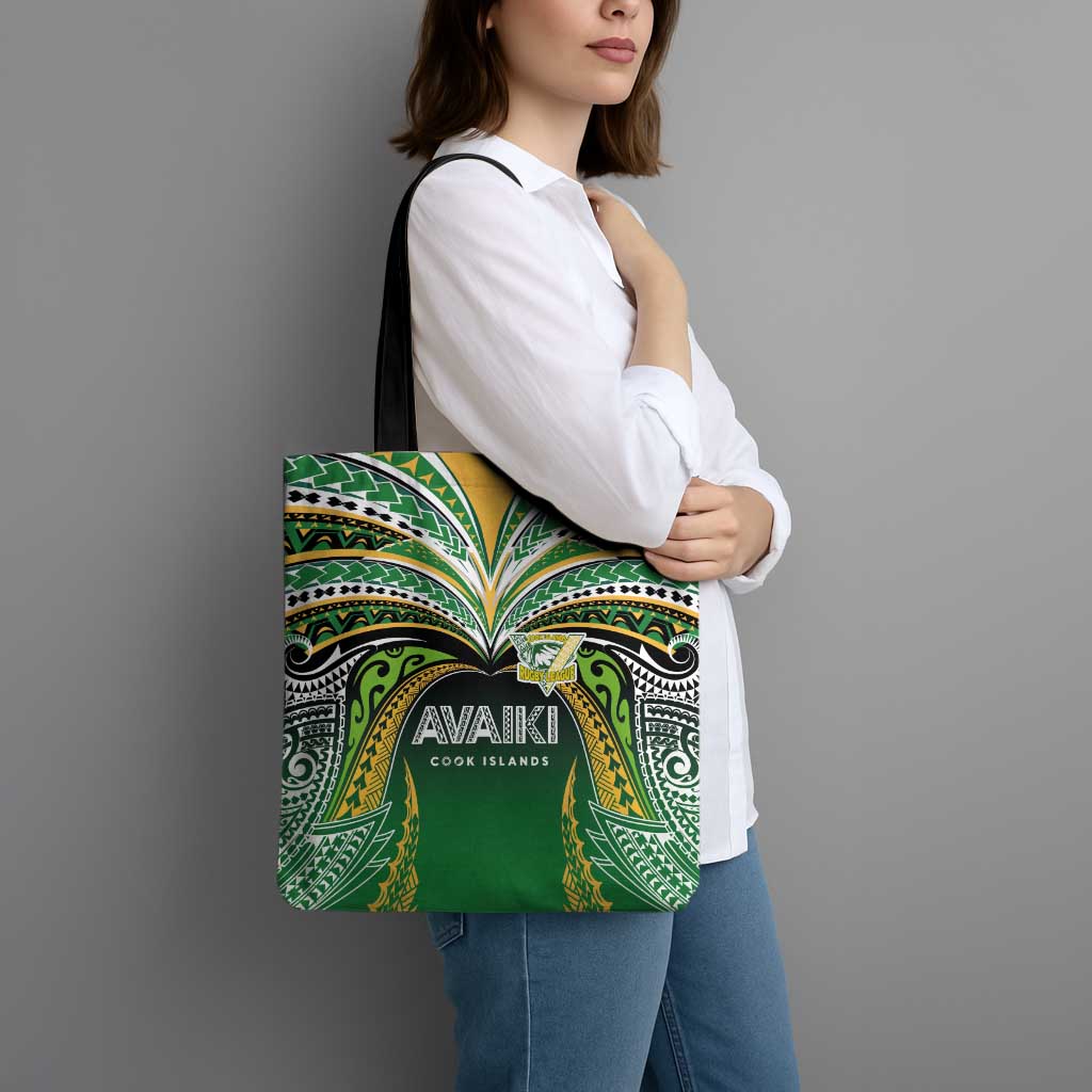 Cook Islands Rugby League Tote Bag Avaiki Tatau Tribal Motifs Black Color - Polynesian Pride