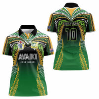 Custom Cook Islands Rugby League Women Polo Shirt Avaiki Tatau Tribal Motifs Black Color - Polynesian Pride