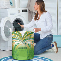 Cook Islands Rugby League Laundry Basket Avaiki Tatau Tribal Motifs White Color - Polynesian Pride