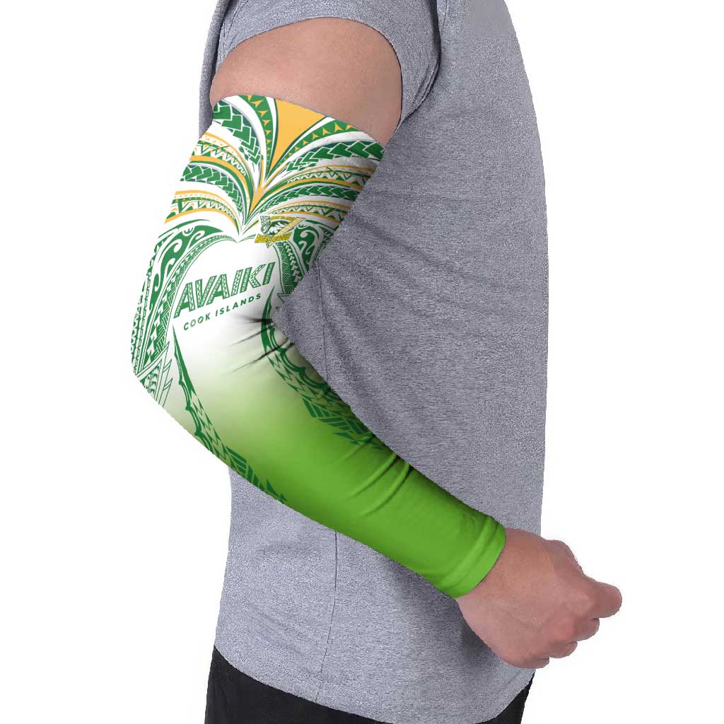 Custom Cook Islands Rugby League Arm Sleeves Avaiki Tatau Tribal Motifs White Color - Polynesian Pride
