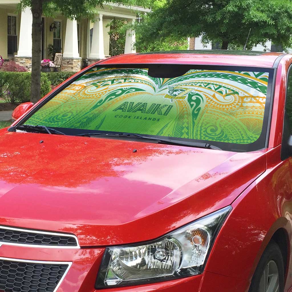 Cook Islands Rugby League Auto Sun Shade Avaiki Tatau Tribal Motifs White Color - Polynesian Pride