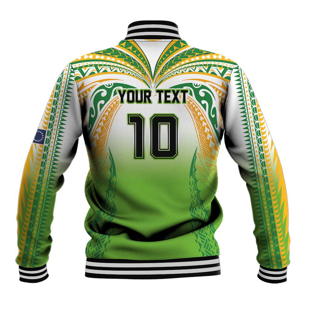 Custom Cook Islands Rugby League Baseball Jacket Avaiki Tatau Tribal Motifs White Color - Polynesian Pride
