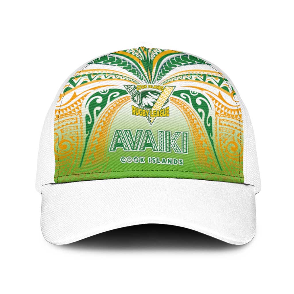 Cook Islands Rugby League Baseball Net Cap Avaiki Tatau Tribal Motifs White Color - Polynesian Pride