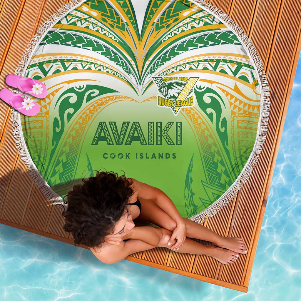 Cook Islands Rugby League Beach Blanket Avaiki Tatau Tribal Motifs White Color - Polynesian Pride