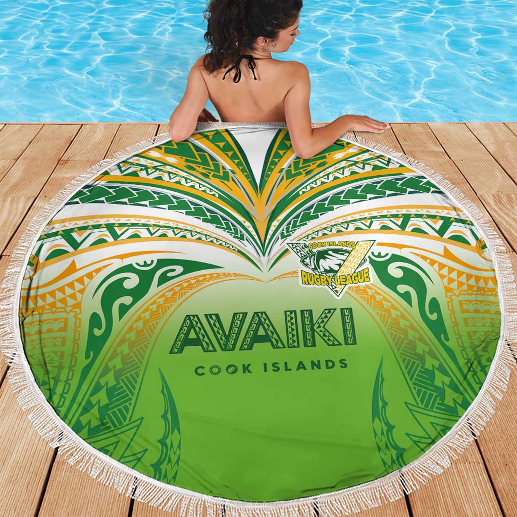 Cook Islands Rugby League Beach Blanket Avaiki Tatau Tribal Motifs White Color - Polynesian Pride