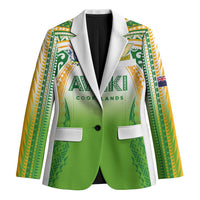 Custom Cook Islands Rugby League Blazer Avaiki Tatau Tribal Motifs White Color - Polynesian Pride