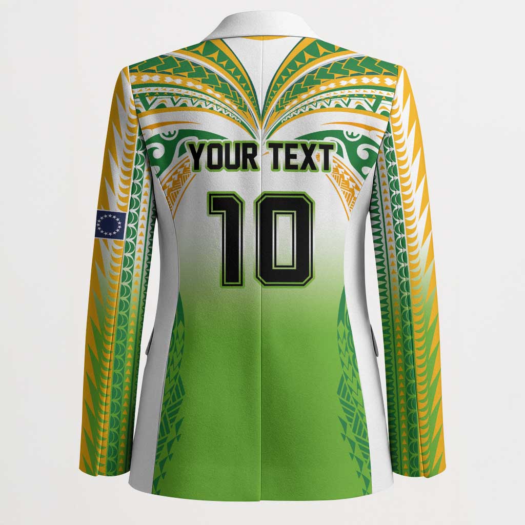 Custom Cook Islands Rugby League Blazer Avaiki Tatau Tribal Motifs White Color - Polynesian Pride