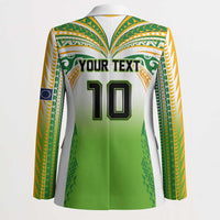 Custom Cook Islands Rugby League Blazer Avaiki Tatau Tribal Motifs White Color - Polynesian Pride