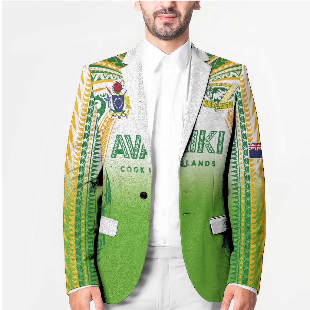 Custom Cook Islands Rugby League Blazer Avaiki Tatau Tribal Motifs White Color - Polynesian Pride