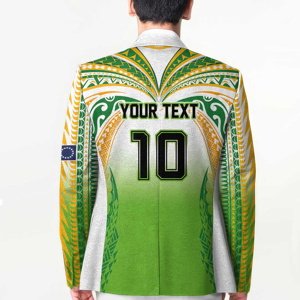 Custom Cook Islands Rugby League Blazer Avaiki Tatau Tribal Motifs White Color - Polynesian Pride
