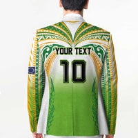 Custom Cook Islands Rugby League Blazer Avaiki Tatau Tribal Motifs White Color - Polynesian Pride