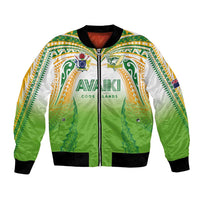 Custom Cook Islands Rugby League Bomber Jacket Avaiki Tatau Tribal Motifs White Color - Polynesian Pride