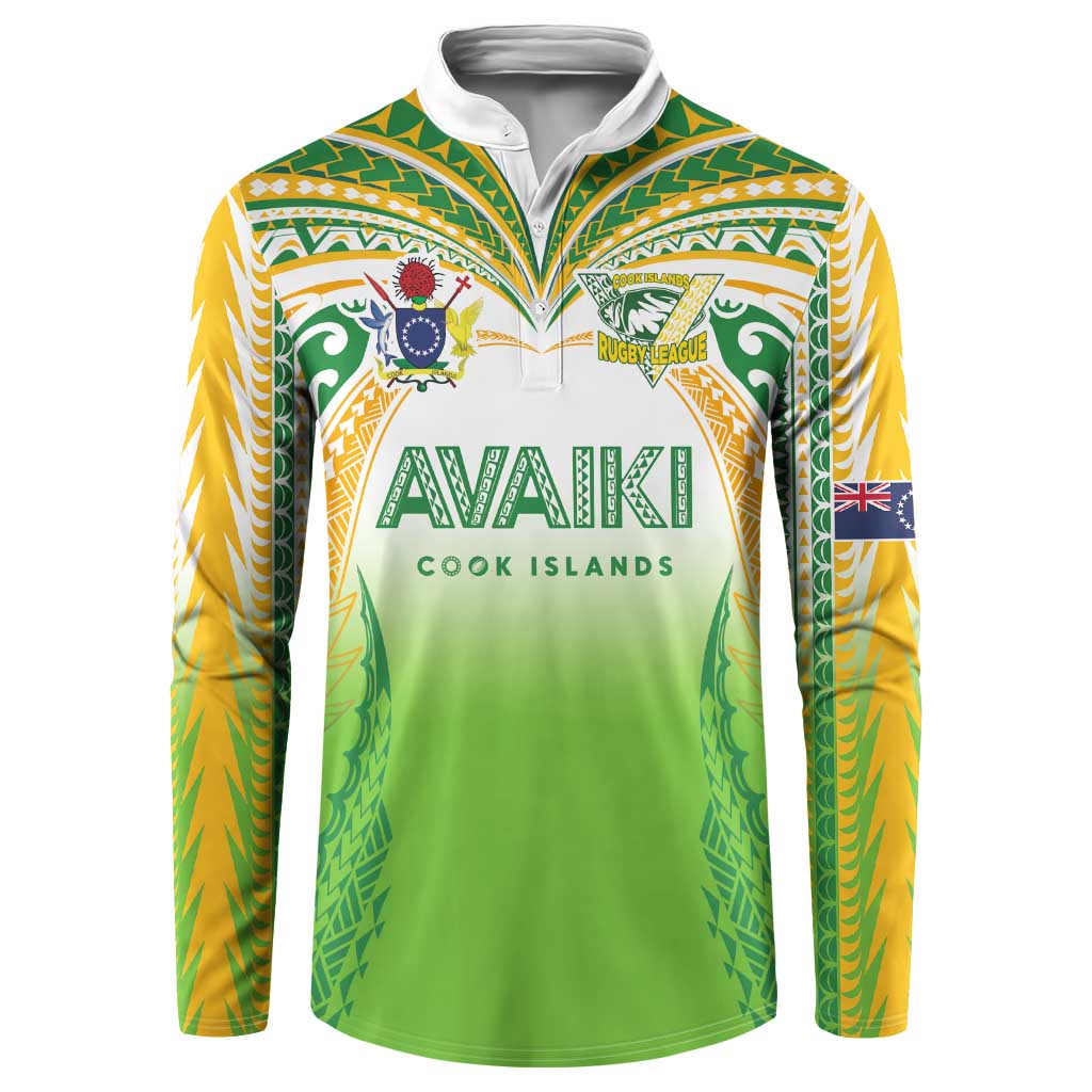 Custom Cook Islands Rugby League Button Sweatshirt Avaiki Tatau Tribal Motifs White Color - Polynesian Pride