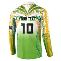 Custom Cook Islands Rugby League Button Sweatshirt Avaiki Tatau Tribal Motifs White Color - Polynesian Pride