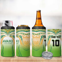 Custom Cook Islands Rugby League 4 in 1 Can Cooler Tumbler Avaiki Tatau Tribal Motifs White Color - Polynesian Pride