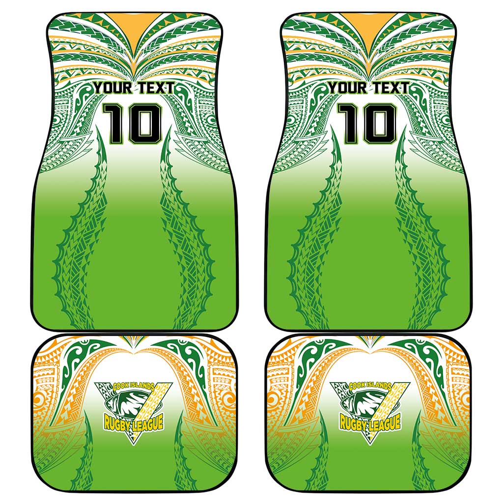 Custom Cook Islands Rugby League Car Mats Avaiki Tatau Tribal Motifs White Color - Polynesian Pride