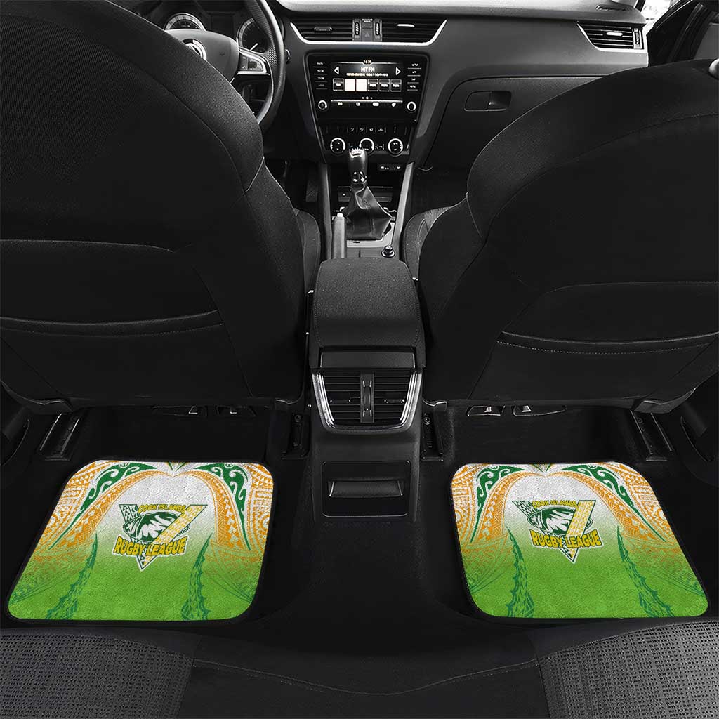 Custom Cook Islands Rugby League Car Mats Avaiki Tatau Tribal Motifs White Color - Polynesian Pride