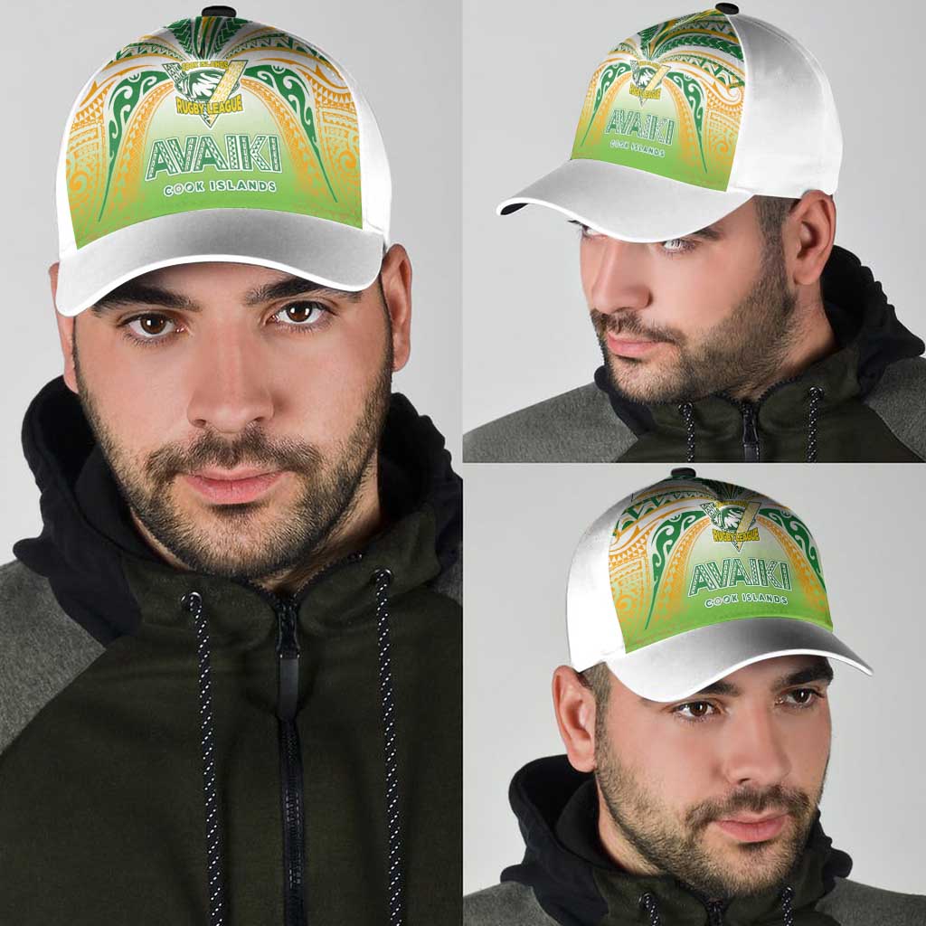 Cook Islands Rugby League Classic Cap Avaiki Tatau Tribal Motifs White Color - Polynesian Pride