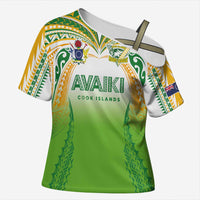 Custom Cook Islands Rugby League Cross Shoulder Shirt Avaiki Tatau Tribal Motifs White Color - Polynesian Pride