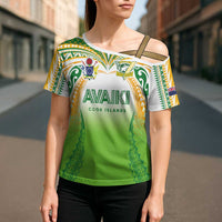 Custom Cook Islands Rugby League Cross Shoulder Shirt Avaiki Tatau Tribal Motifs White Color - Polynesian Pride