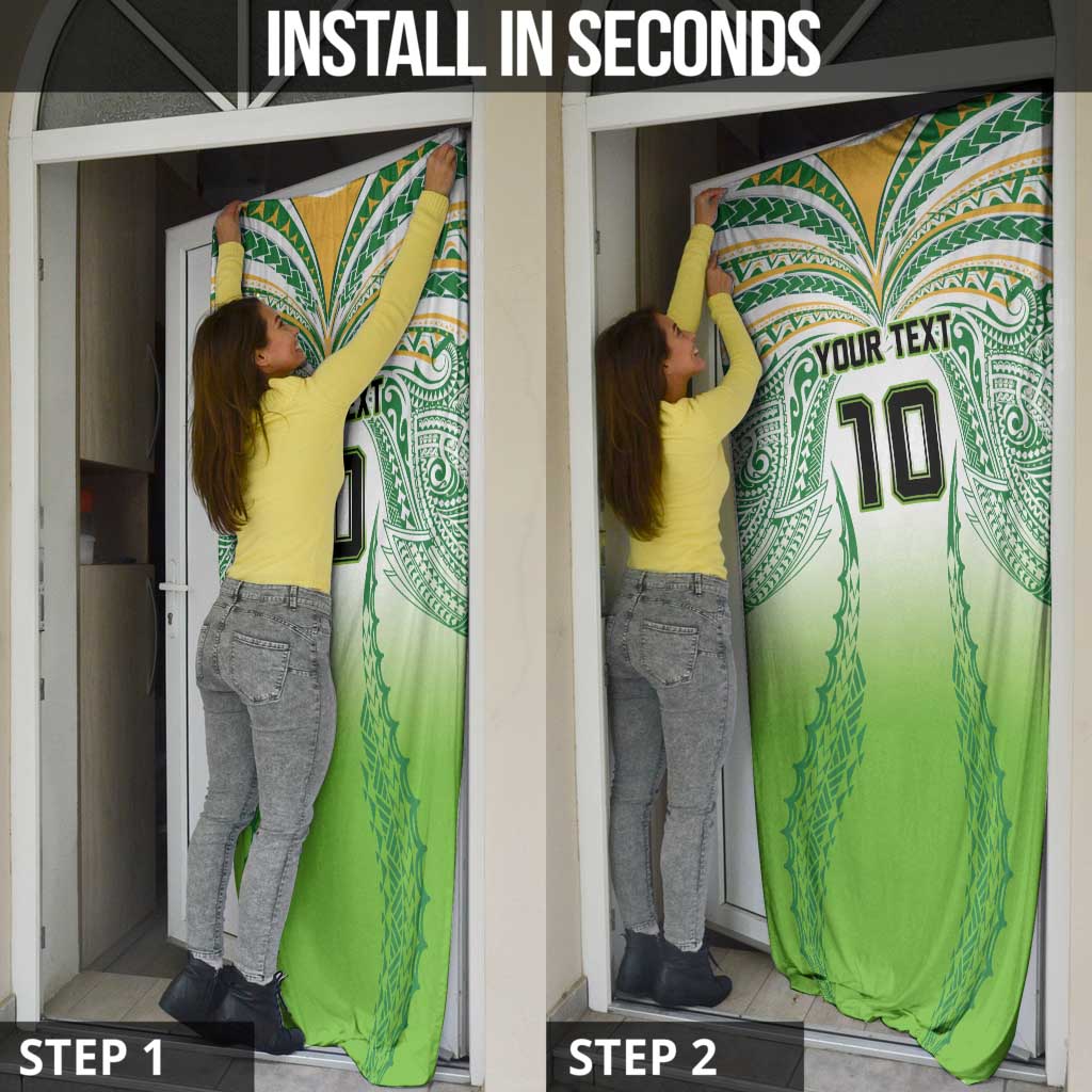 Custom Cook Islands Rugby League Door Cover Avaiki Tatau Tribal Motifs White Color - Polynesian Pride