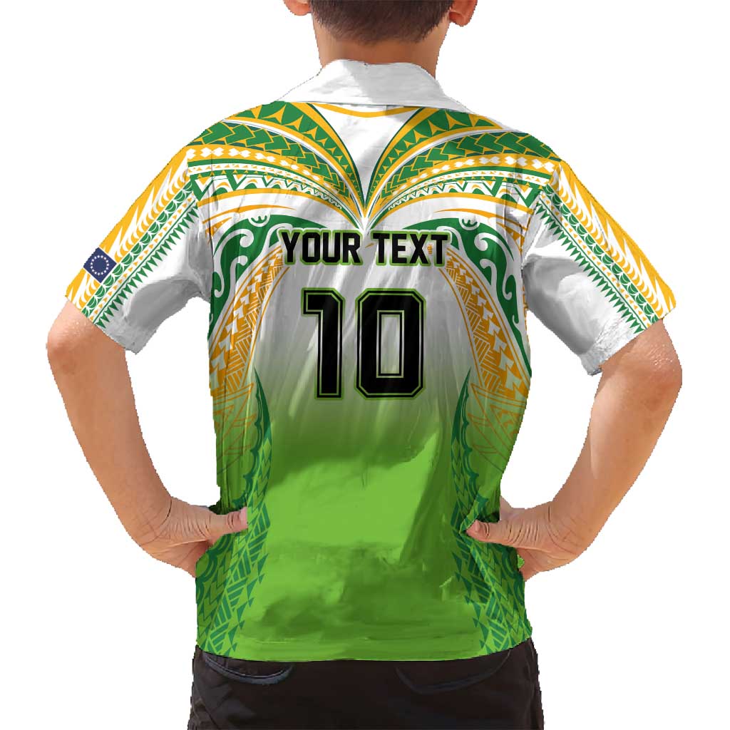 Custom Cook Islands Rugby League Family Matching Long Sleeve Bodycon Dress and Hawaiian Shirt Avaiki Tatau Tribal Motifs White Color - Polynesian Pride