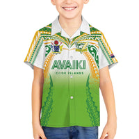 Custom Cook Islands Rugby League Family Matching Off The Shoulder Long Sleeve Dress and Hawaiian Shirt Avaiki Tatau Tribal Motifs White Color - Polynesian Pride