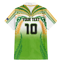 Custom Cook Islands Rugby League Family Matching Off Shoulder Short Dress and Hawaiian Shirt Avaiki Tatau Tribal Motifs White Color - Polynesian Pride