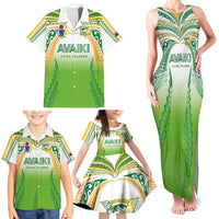 Custom Cook Islands Rugby League Family Matching Tank Maxi Dress and Hawaiian Shirt Avaiki Tatau Tribal Motifs White Color - Polynesian Pride