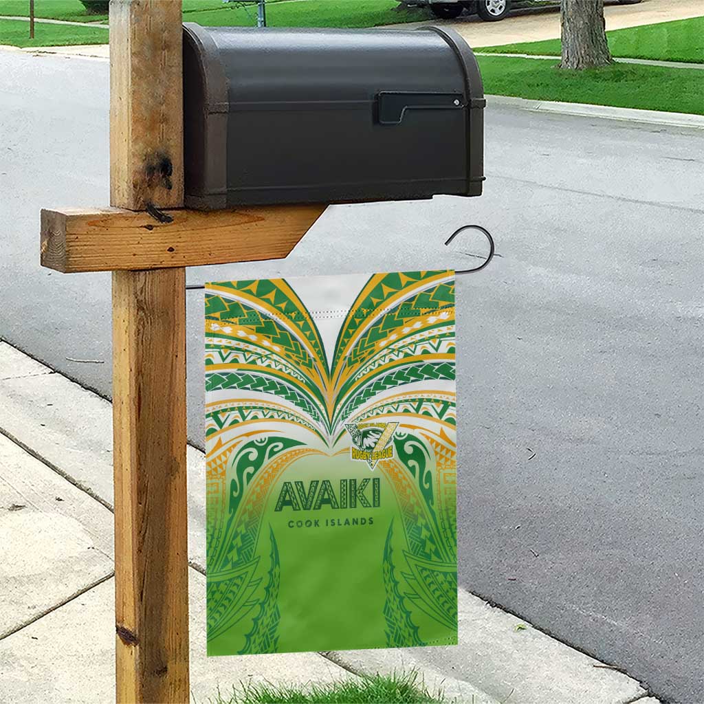 Cook Islands Rugby League Garden Flag Avaiki Tatau Tribal Motifs White Color - Polynesian Pride