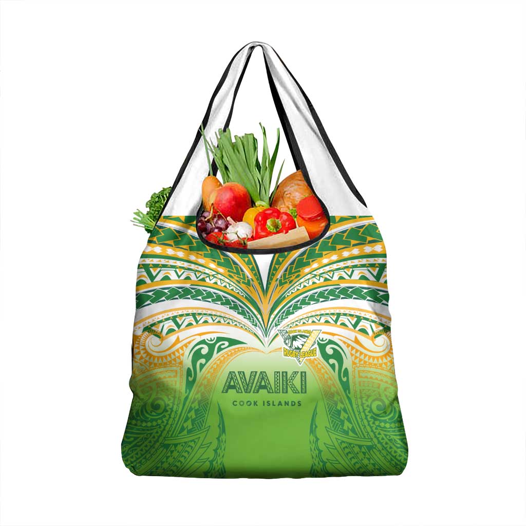 Cook Islands Rugby League Grocery Bag Avaiki Tatau Tribal Motifs White Color - Polynesian Pride