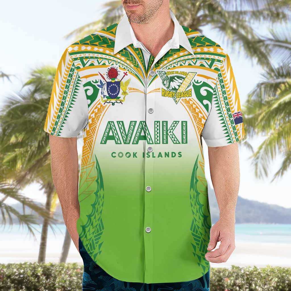 Custom Cook Islands Rugby League Hawaiian Shirt Avaiki Tatau Tribal Motifs White Color - Polynesian Pride