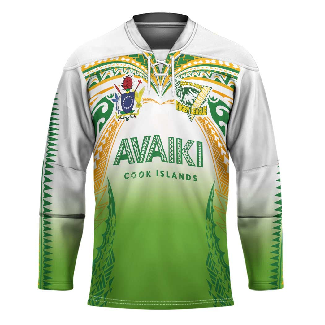 Custom Cook Islands Rugby League Hockey Jersey Avaiki Tatau Tribal Motifs White Color - Polynesian Pride