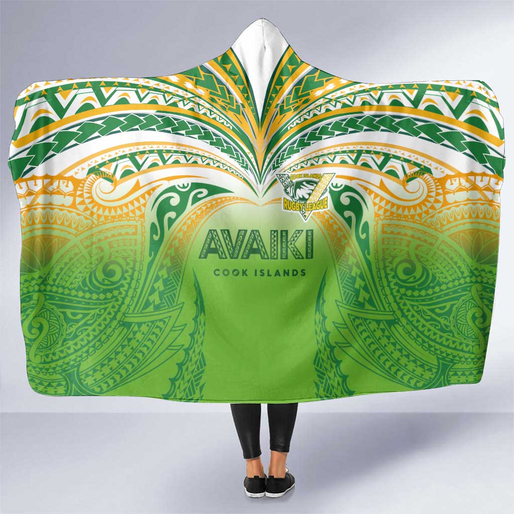 Cook Islands Rugby League Hooded Blanket Avaiki Tatau Tribal Motifs White Color - Polynesian Pride