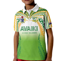 Custom Cook Islands Rugby League Kid Polo Shirt Avaiki Tatau Tribal Motifs White Color - Polynesian Pride