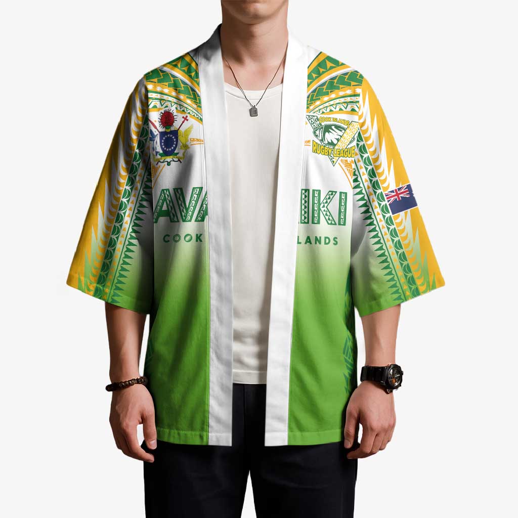 Custom Cook Islands Rugby League Kimono Avaiki Tatau Tribal Motifs White Color - Polynesian Pride