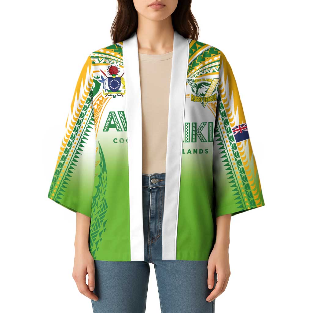 Custom Cook Islands Rugby League Kimono Avaiki Tatau Tribal Motifs White Color - Polynesian Pride