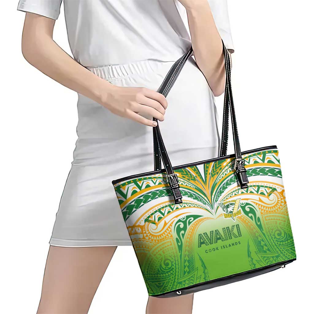 Cook Islands Rugby League Leather Tote Bag Avaiki Tatau Tribal Motifs White Color - Polynesian Pride